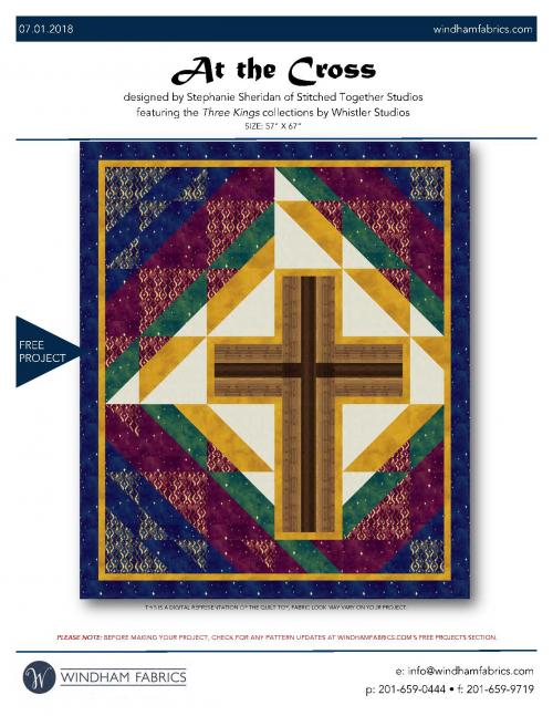 "At the Cross" is a Free Religious Quilt Pattern designed by Stephanie Sheridan of Stitched Together Studios from Windham Fabrics!