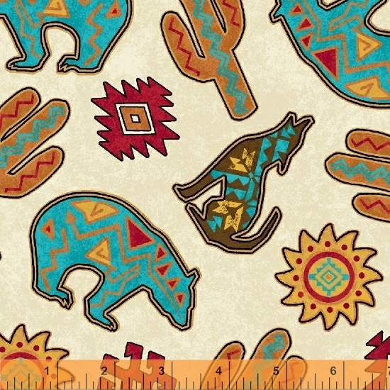 Red Windham Lizards Cotton Fabric by the Yard 51391-4 Coyote Canyon