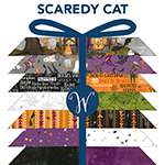 Scaredy Cats White Purr-fect Halloween Fabric by Terri Degenkolb