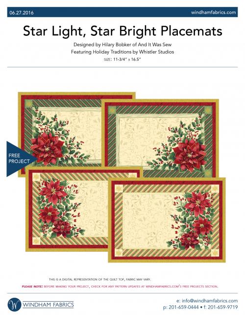 Star Light, Star Bright Placemats by Hilary Bobker of And It Was Sew