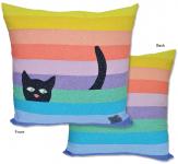Cat Stripe Pillow by LJ Simon