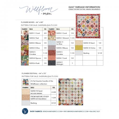 Wildflower Project Yardage Requirements by Various Designers