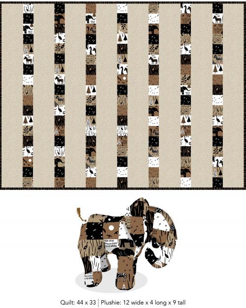 Patchwork Elephant Quilt (44 x 33) & Plushie